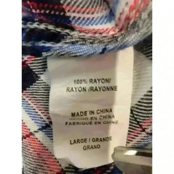 Rails Womens Top Size L Plaid Button Down Shirt Red White Blue Patriotic - Picture 8 of 8